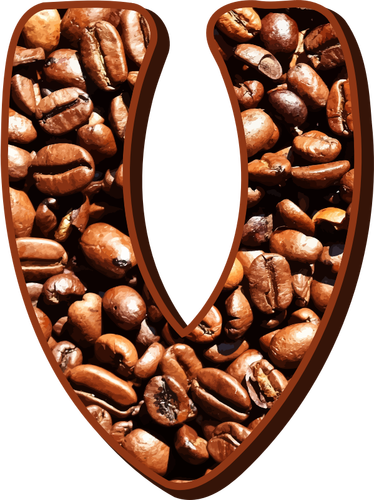Bokstaven V med kaffebönor
