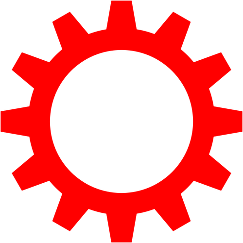 Red cogwheel symbol