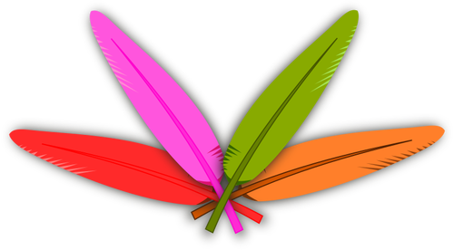 Векторные картинки четырех скрещенных Цветные перья