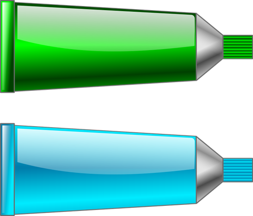 Imagine vectorială de tuburi de culoare verde şi cyan