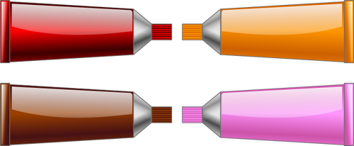 लाल, नारंगी, भूरा और गुलाबी रंग ट्यूबों के ड्राइंग