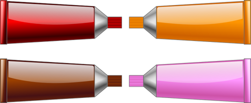 Drawing of red, orange, brown and pink colour tubes