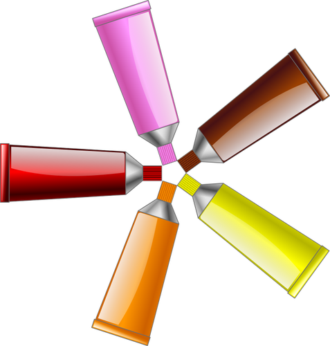Ilustración de tubos de color rojo, amarillo, marrón, naranja y rosa