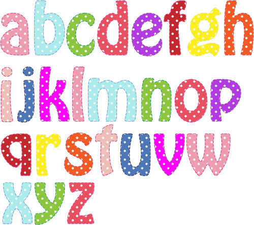 Colorful lowercase alphabet