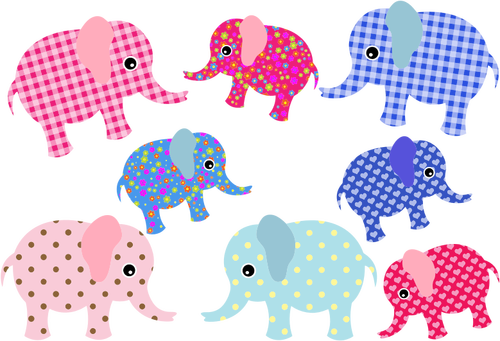 Kleurrijke retro olifanten