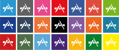 Färgglada skrivande ikoner