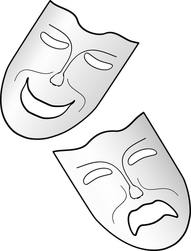 Komedie en tragedie theater maskers vector afbeelding