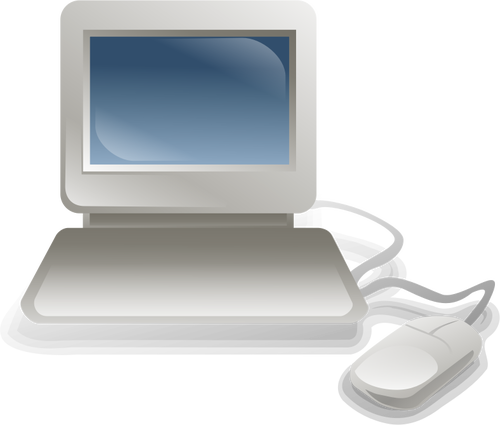 Computer with keyboard and mouse vector illustration