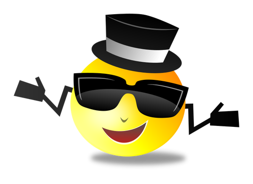 Emoticon with black hat