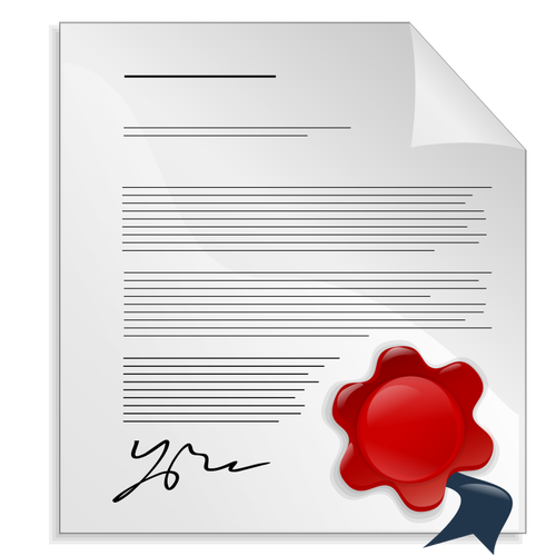 Document with signature and seal vector image