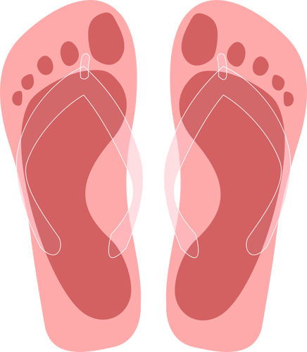 Flip flops with feet imprint vector illustration