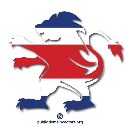 Flag of Costa Rica in lion silhouette