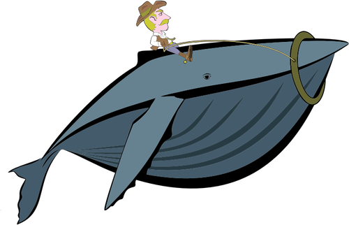 カウボーイ乗馬クジラ