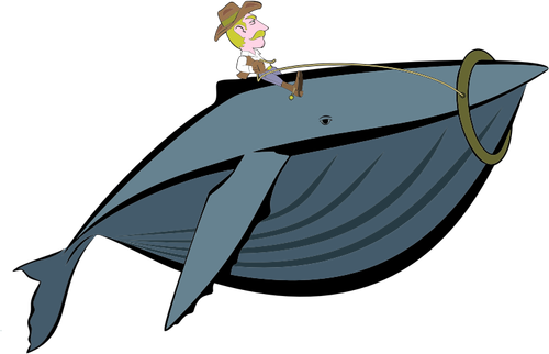 Cowboy riding whale