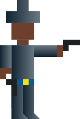 Vector illustration of shooting cowboy pixel art
