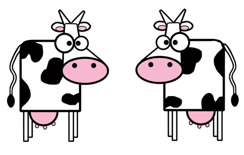 2 頭の牛のベクトル画像