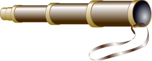矢量图像的棕色望远镜与黄铜圆环