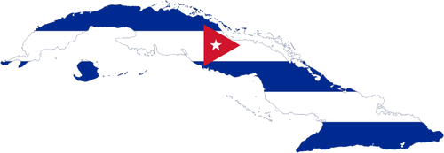 쿠바의 국기와 지도
