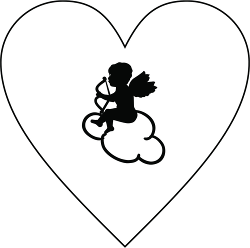 Heart and Cupid silhouette