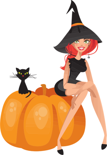 Witch sitting on a pumpkin