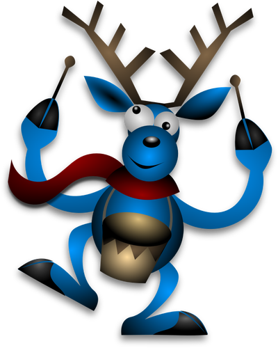 Illustrazione vettoriale di ballo raindeer con batteria