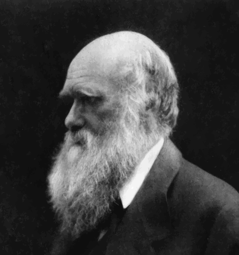 Charles Darwin in schwarz / weiß