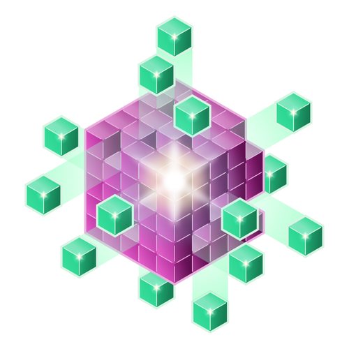 Фиолетовый и зеленый кубов