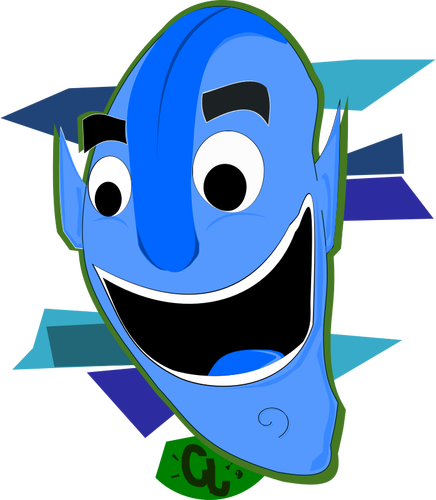 Vector clip art of large blue head character