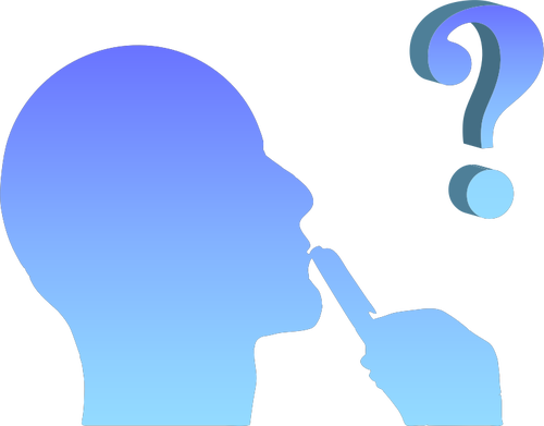 Deep thought man silhouette vector drawing