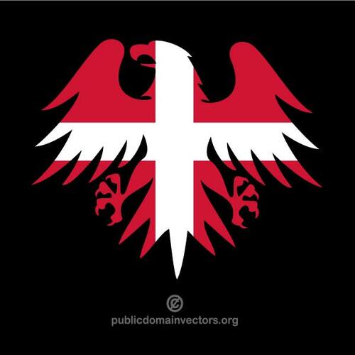 Heraldický orel s vlajkou Dánska