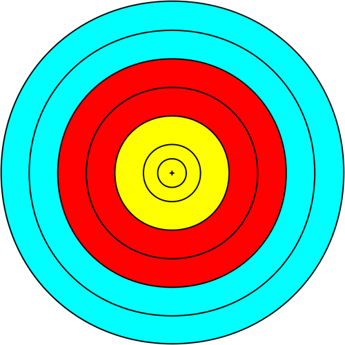 矢量图像的蓝色、 红色和黄色的目标圈