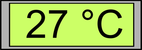 Цифровой температурный дисплей «27 градусов» векторное изображение