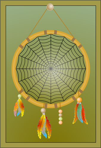 Dream catcher device in color vector illustration