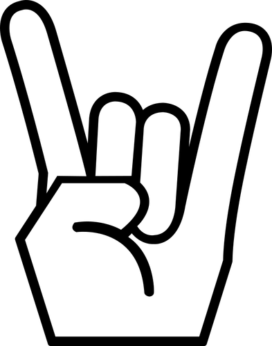 Vector image of rock on hand sign in black and white