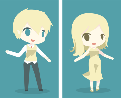 Blonde dancing boy and girl