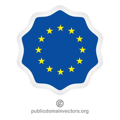 ملصق مستدير مع علم الاتحاد الأوروبي