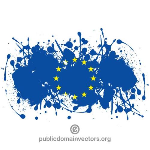 墨水飞溅与欧盟的旗帜