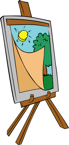 Easel with kids painting vector image