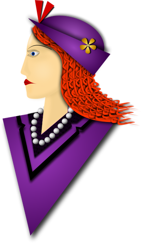 优雅的女人，带紫色帽子的矢量图