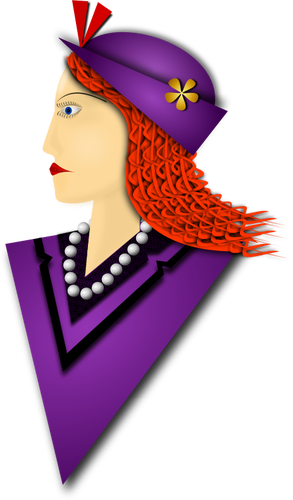 Vector illustration of elegant woman with violet hat