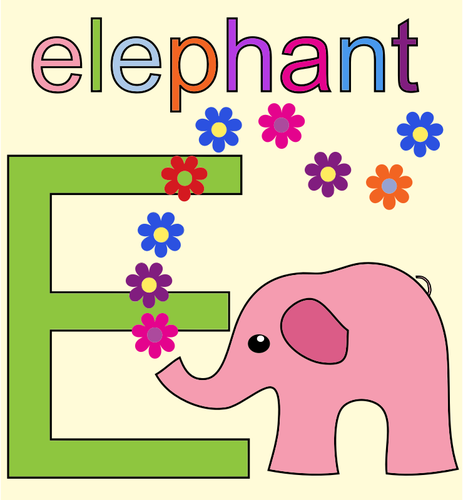 Gajah dengan Alphabet E