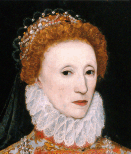 エリザベス女王プロファイルの色ベクトル画像の描画