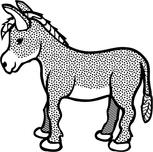 Ojämn donkey line art vektor ClipArt