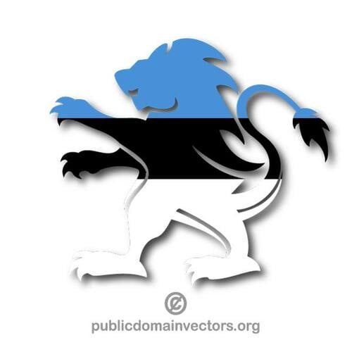 Heraldyczny lew z banderą Estonii