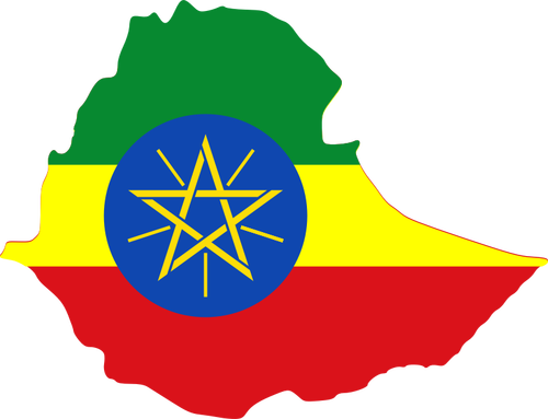 Bandeira e mapa da Etiópia