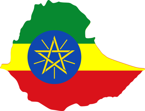 Ethiopia peta dan bendera