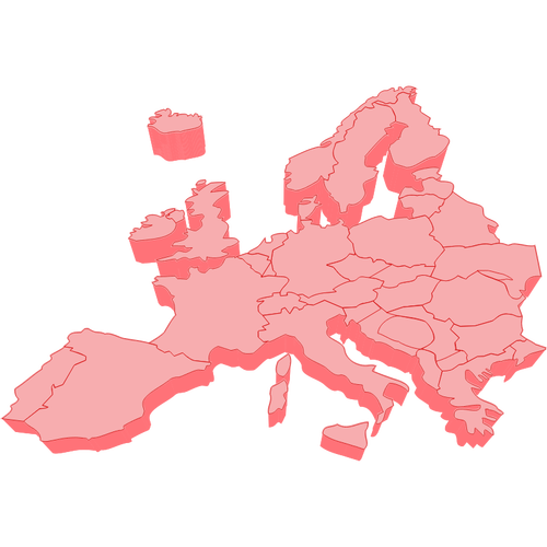 3 डी मानचित्र में यूरोप के वेक्टर क्लिप आर्ट