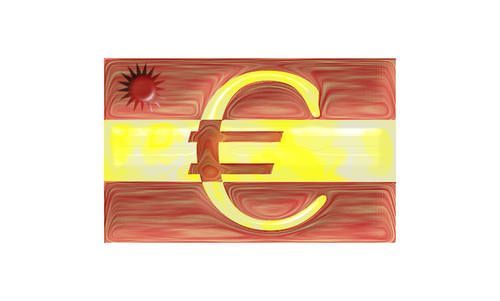Испанский флаг с евро подписать векторное изображение
