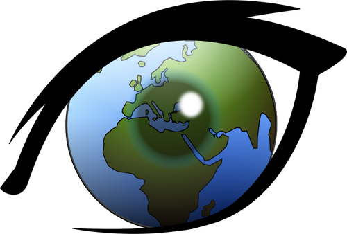 World globe in the eye vector clip art