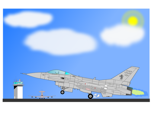 מטוס צבאי F-16 וקטורית